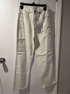 NWT Women’s Cream Carpenter Cargo lightweight Jeans